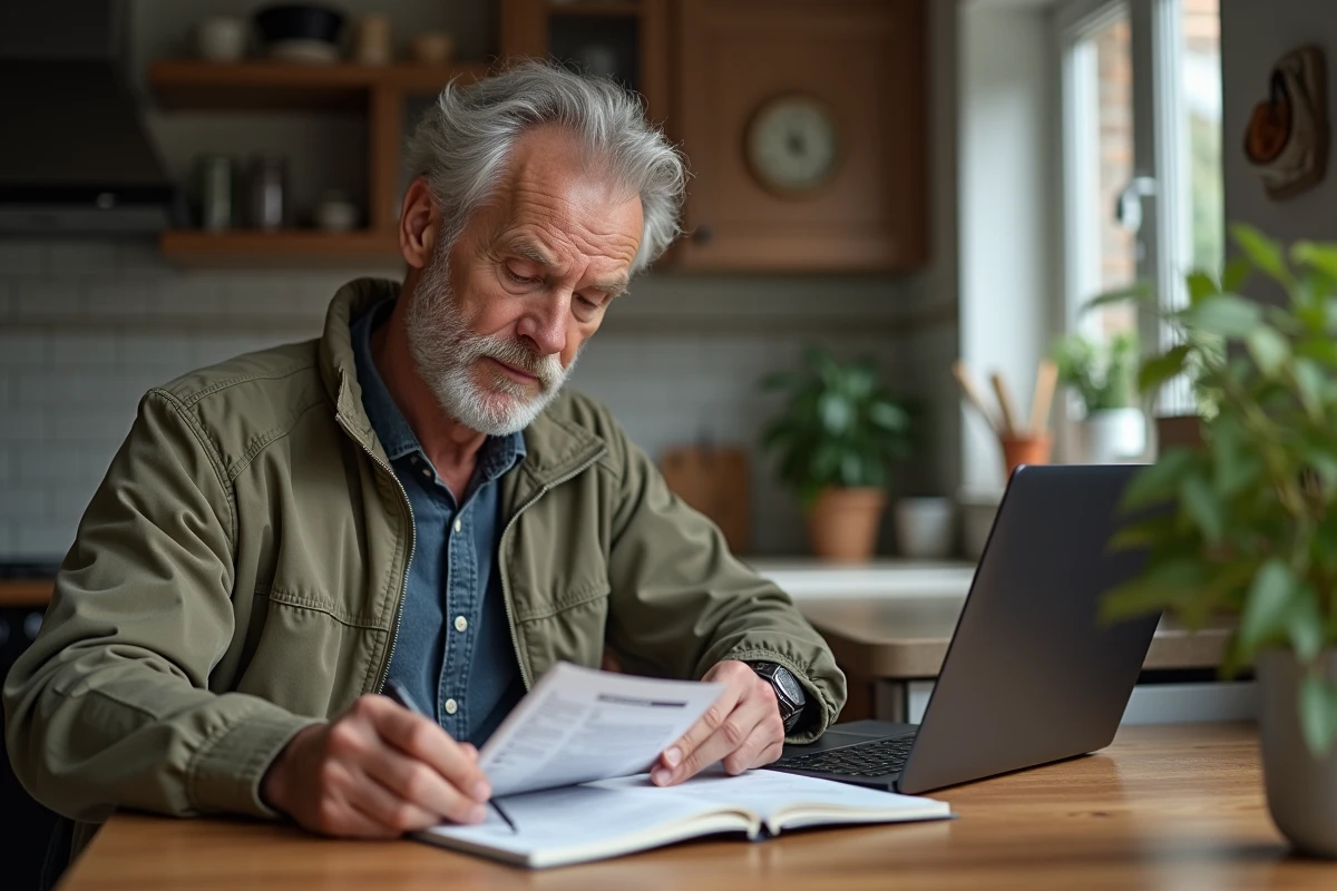 Homme d age moyen étudiant un pamphlet de gym
